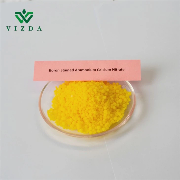 Nitrato de calcio y amonio con fertilizante granular amarillo de boro